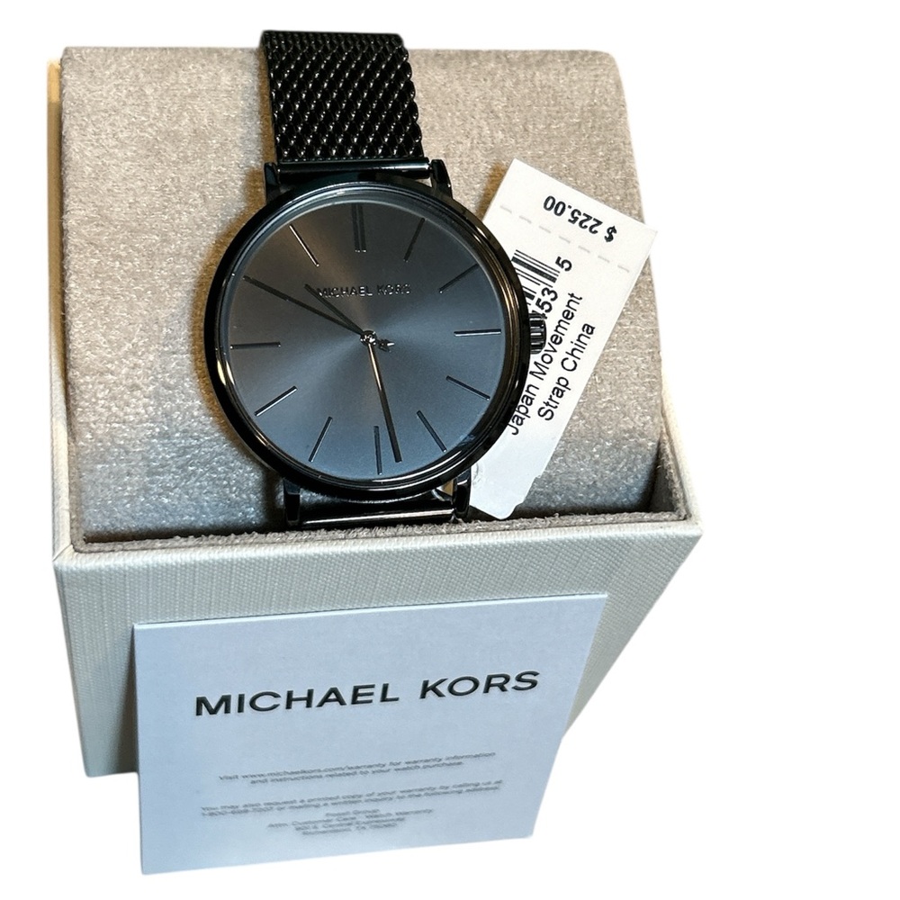 MICHAEL KORS AUDEN MK7152 BLACK DIAL STAINLESS STEEL MESH BAND 42MM MENS WATCH